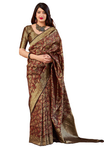 Wear Affair Women's mahavali silk Saree With Designer Blouse