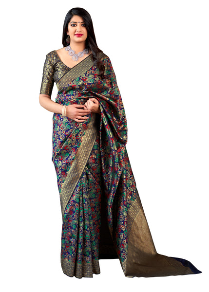 Wear Affair Women's maharani silk Saree With Designer Blouse