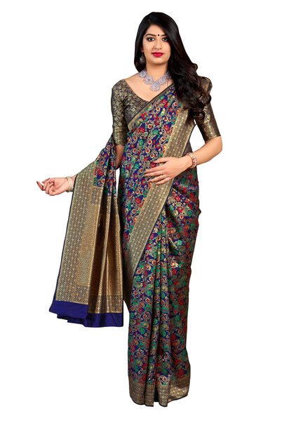 Wear Affair Women's maharani silk Saree With Designer Blouse