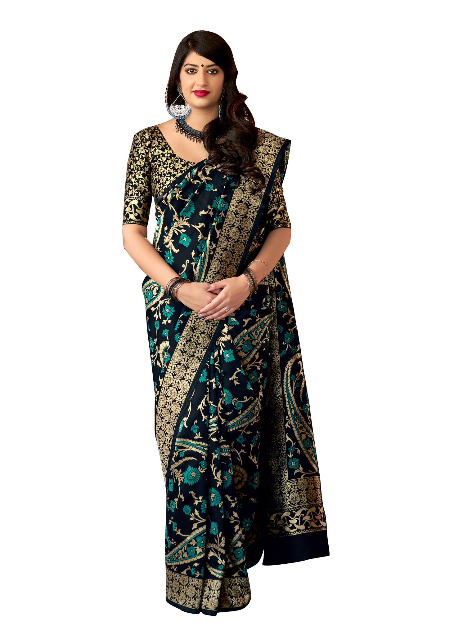 Wear Affair Women's maharani silk Saree With Designer Blouse