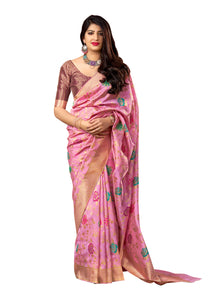 Wear Affair Women's maharani silk Saree With Designer Blouse