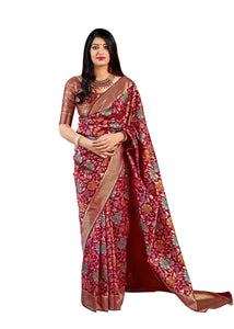 Wear Affair Women's maharani silk Saree With Designer Blouse