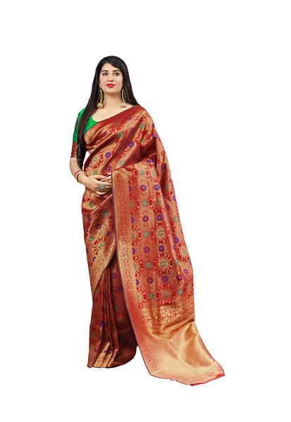 Wear Affair Women's Maheesha Silk Saree With Designer Blouse