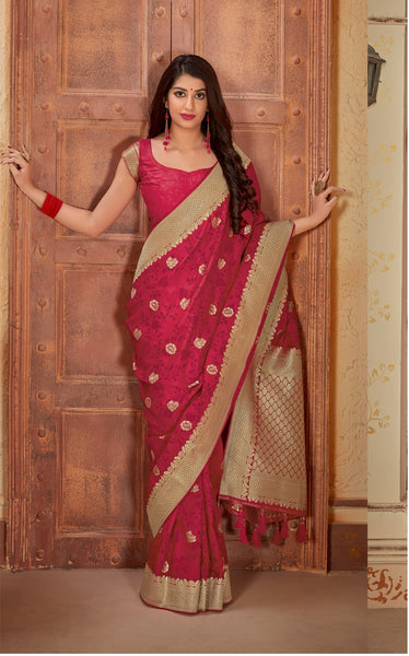 Wear Affair Women's mahavali silk Saree With Designer Blouse