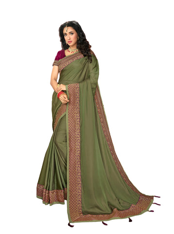 Wear Affair Women's Traditional Silk Saree With Designer Blouse