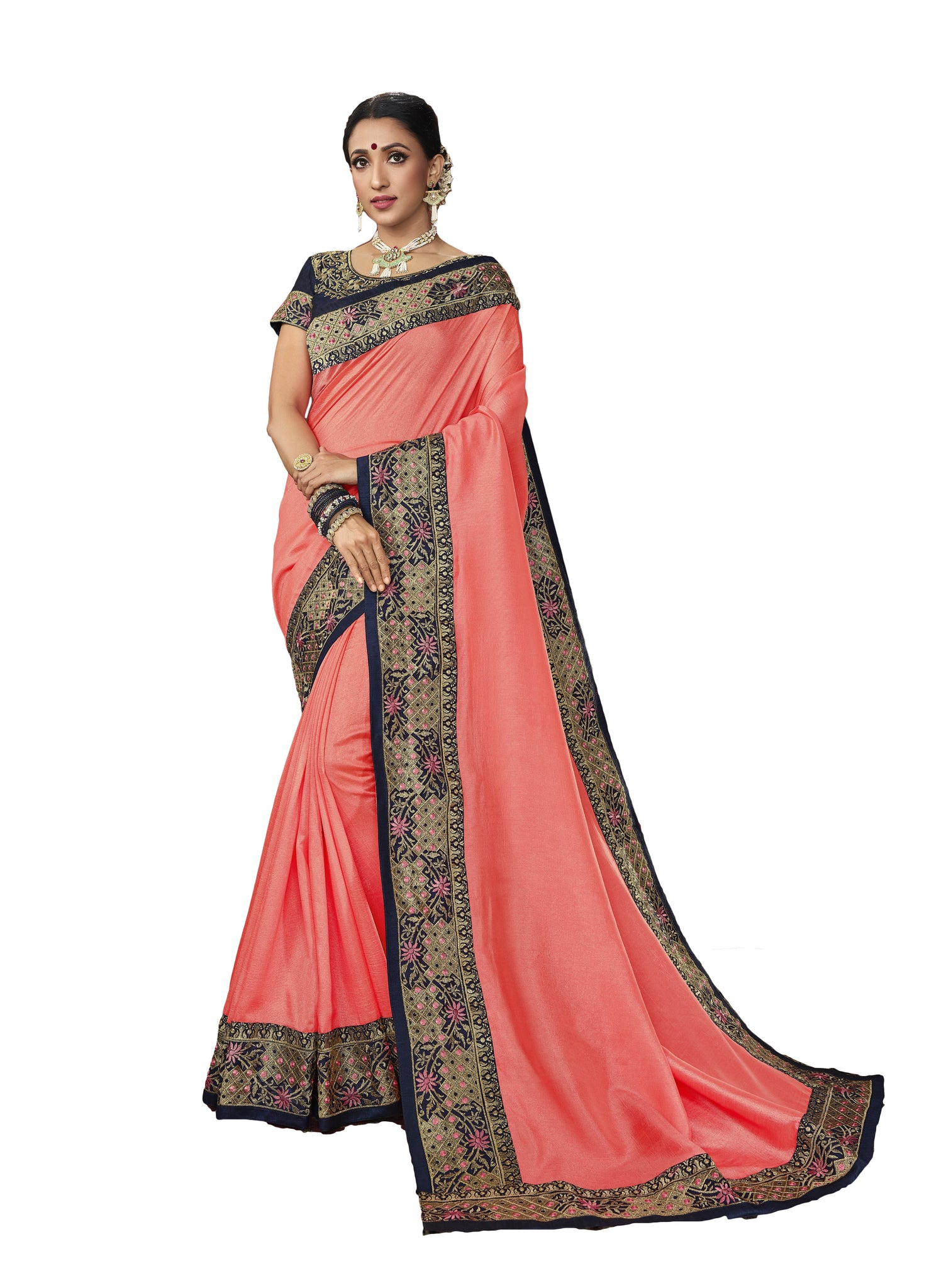 Wear Affair Women's Traditional Silk Saree With Designer Blouse