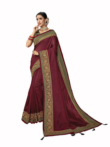 Wear Affair Women's Traditional Silk Saree With Designer Blouse