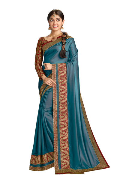 Wear Affair Women's Traditional Silk Saree With Designer Blouse